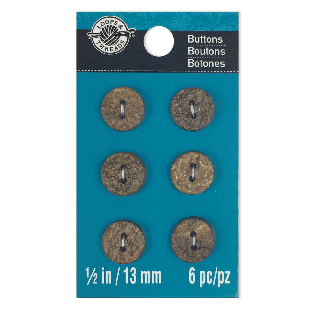 Small 2-Hole Coconut Buttons By Loops &#x26; Threads&#xAE;, 6 Pack